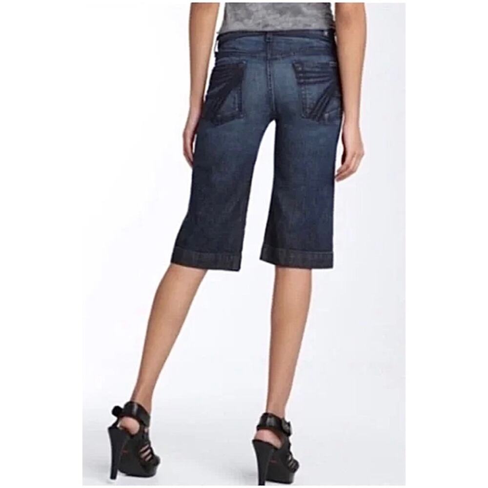 7FAM Dojo 7 For All Mankind Women’s Sz 28 Mid Rise Crop Jeans Dark Wash Denim